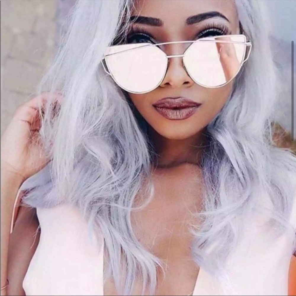 - Rose Gold Mirrored Cat Eye Sunglasses